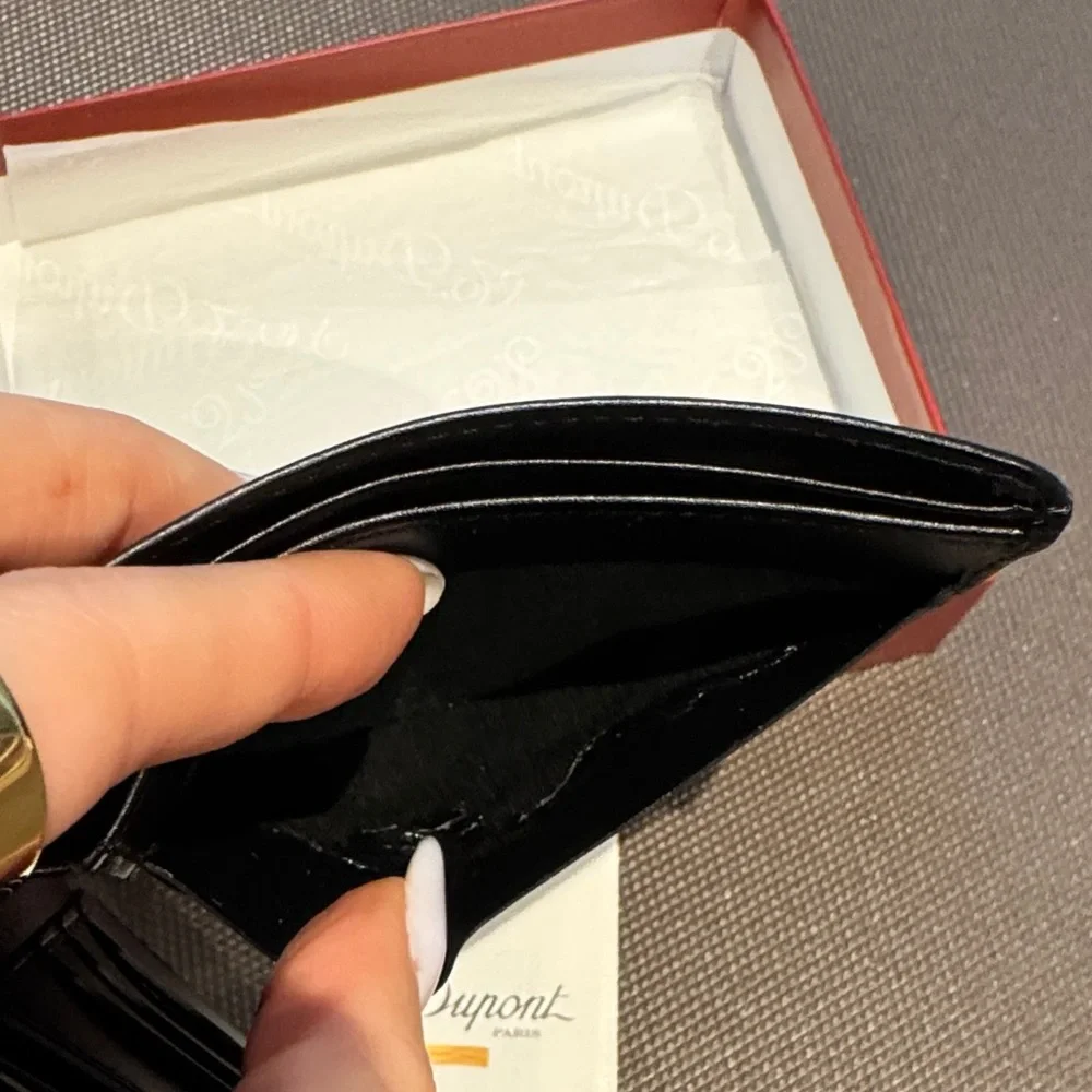S.T DUPONT PARIS Black Leather Wallet men card and money holder luxury vintage